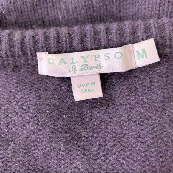 Calypso St Barth 100% Cashmere Knit Sweater Top Women’s M Plum Short Sleeve Soft - Picture 11 of 13